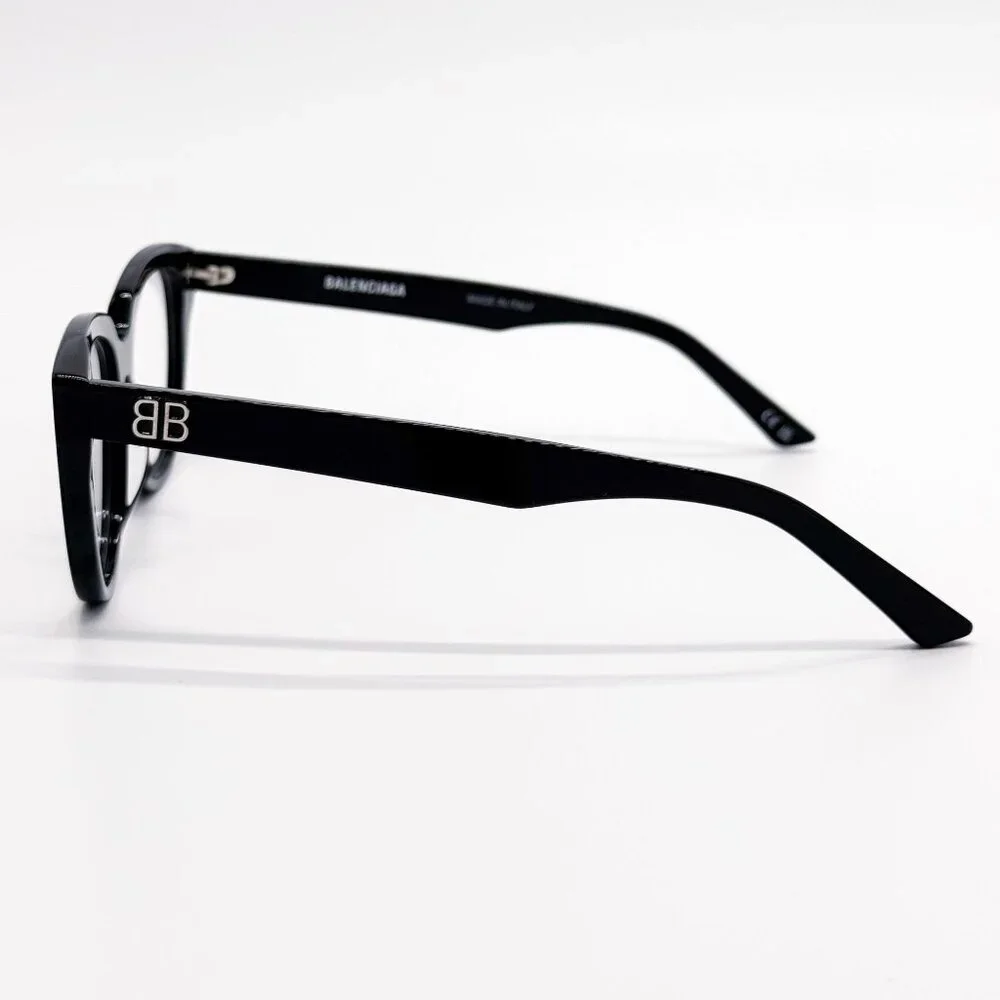 NEW BALENCIAGA EYEGLASSES BB0131O 001 ROUND OVAL BLACK WOMEN EYEWEAR BALENCIAGA